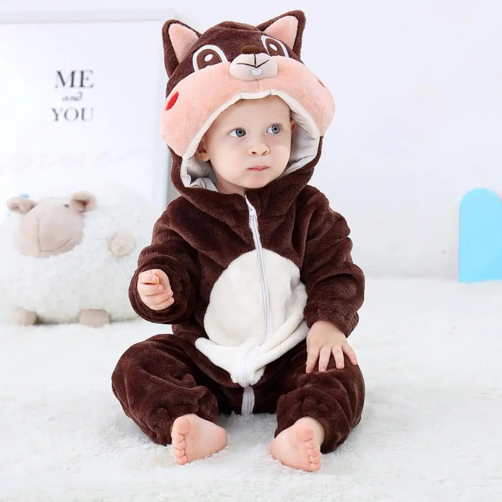 Baby Tier-Jumpsuit Strampler – Cosplay Kostüm für Kleinkinder, Flanell, Unisex (2–36 Monate)