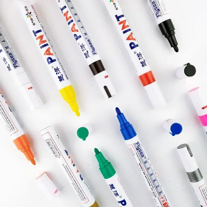 Wasserfester Lackmarker – Permanent, für Reifen, Metall, Glas, Holz & mehr | 12 Farben