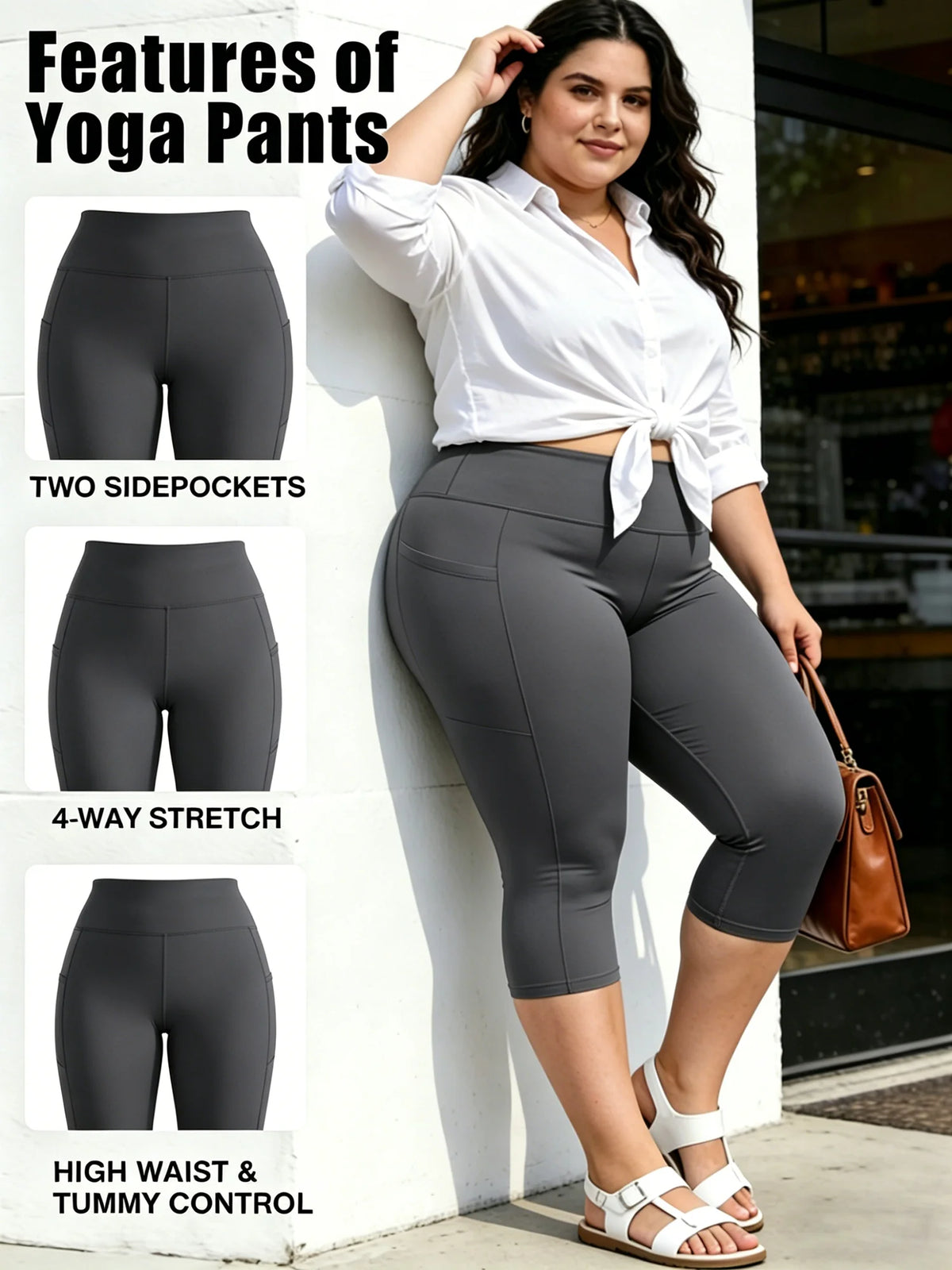 Plus-Size Leggings mit Taschen – High-Waist, Bauchkontrolle, weich