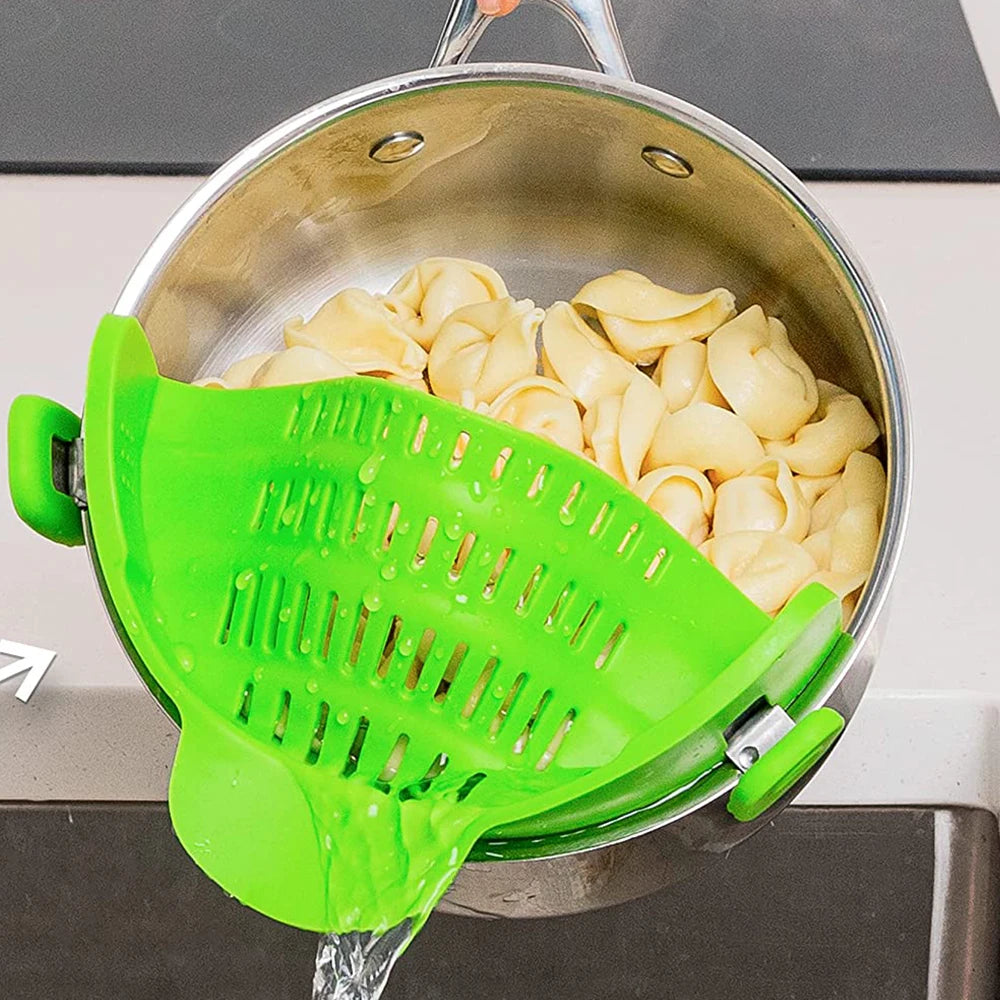 Silikon-Küchensieb zum Aufclipsen – Abtropfsieb für Töpfe & Pfannen