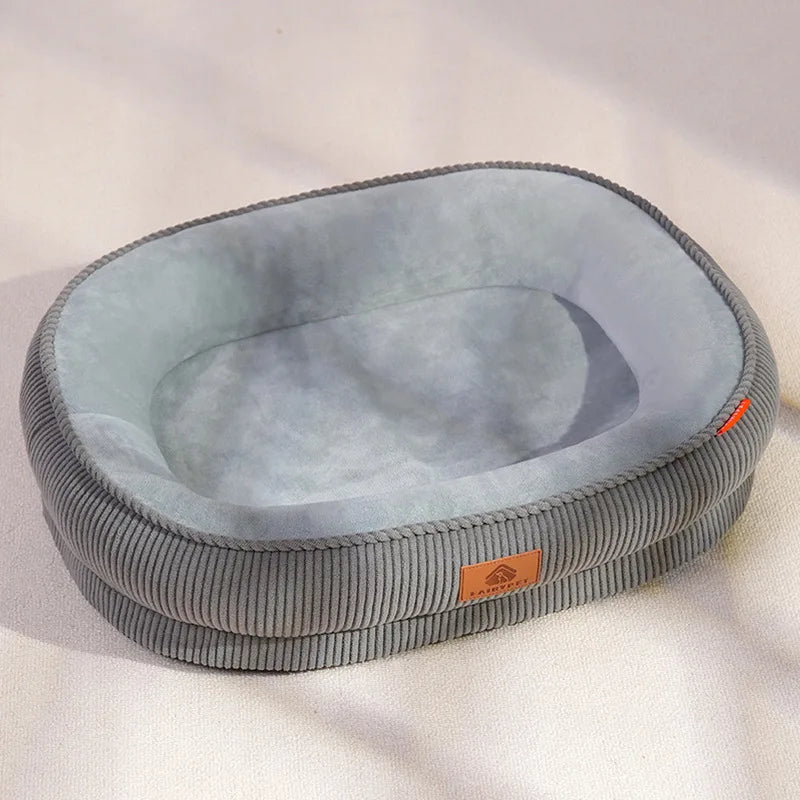 Cord-Hundebett mit abnehmbarem, waschbarem Bezug – Weiches Plüsch-Haustierbett
