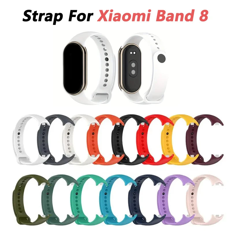 Silikonarmband für Xiaomi Mi Band 8 / 9 / 10 – Sportstil, Faltschließe, Schwarz & Weiß