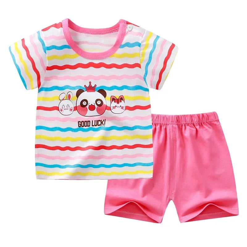 Kinder Sommer-Set 2-teilig – T-Shirt & Shorts mit Cartoon-Print (Baumwolle)
