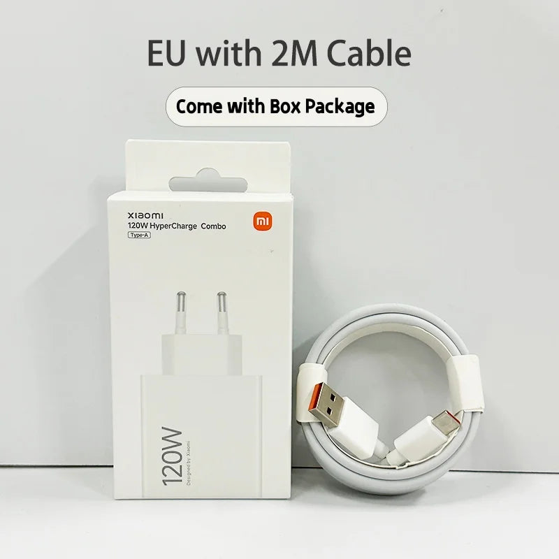 Xiaomi Original 120W HyperCharge Ladegerät – EU/US, 6A USB-C Kabel, für Xiaomi, Redmi, Poco & Black Shark