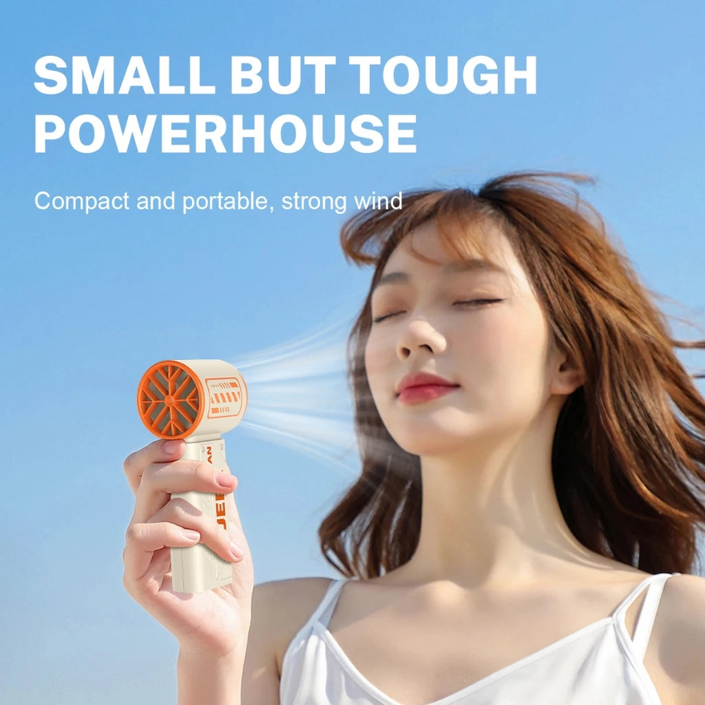 Mini Turbo Handventilator – 150 Stufen, 6000 mAh Akku, USB-C, LED-Display (Grün/Lila/Orange)