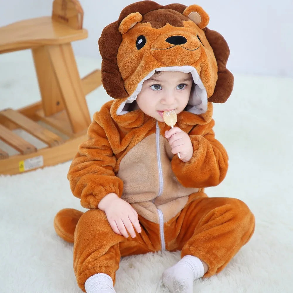 Baby Tier-Jumpsuit Strampler – Cosplay Kostüm für Kleinkinder, Flanell, Unisex (2–36 Monate)