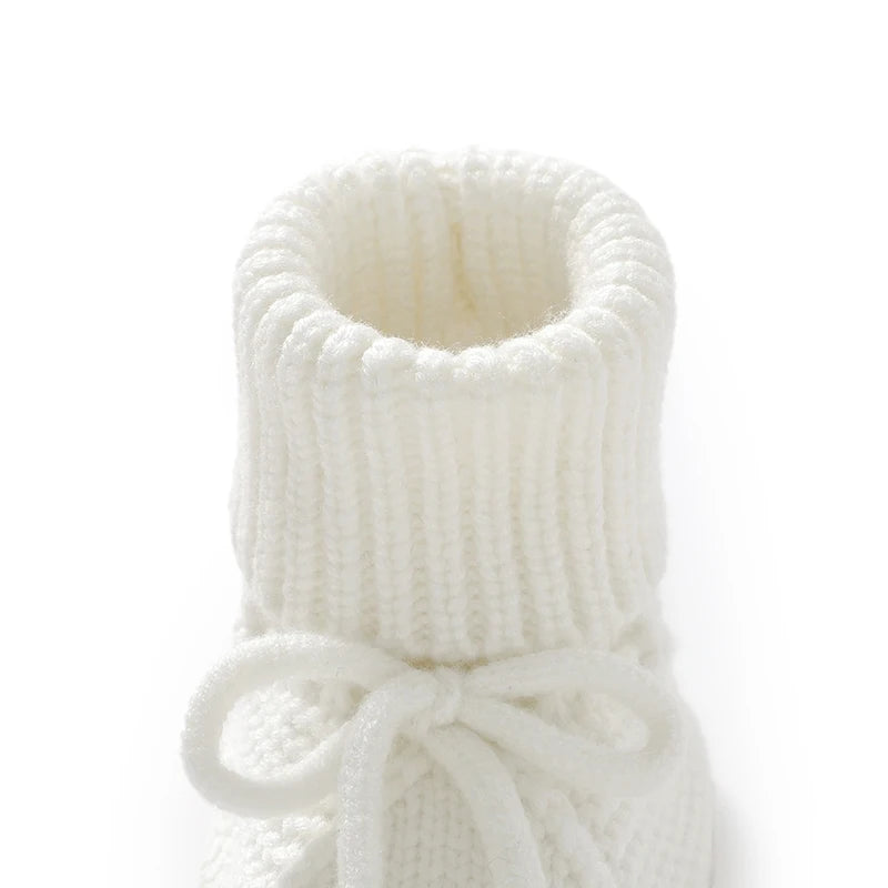 Baby Lauflernschuhe – Weiche Stricksohle mit Schleife, rutschfest (0–18 Monate)