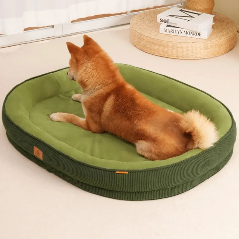 Cord-Hundebett mit abnehmbarem, waschbarem Bezug – Weiches Plüsch-Haustierbett
