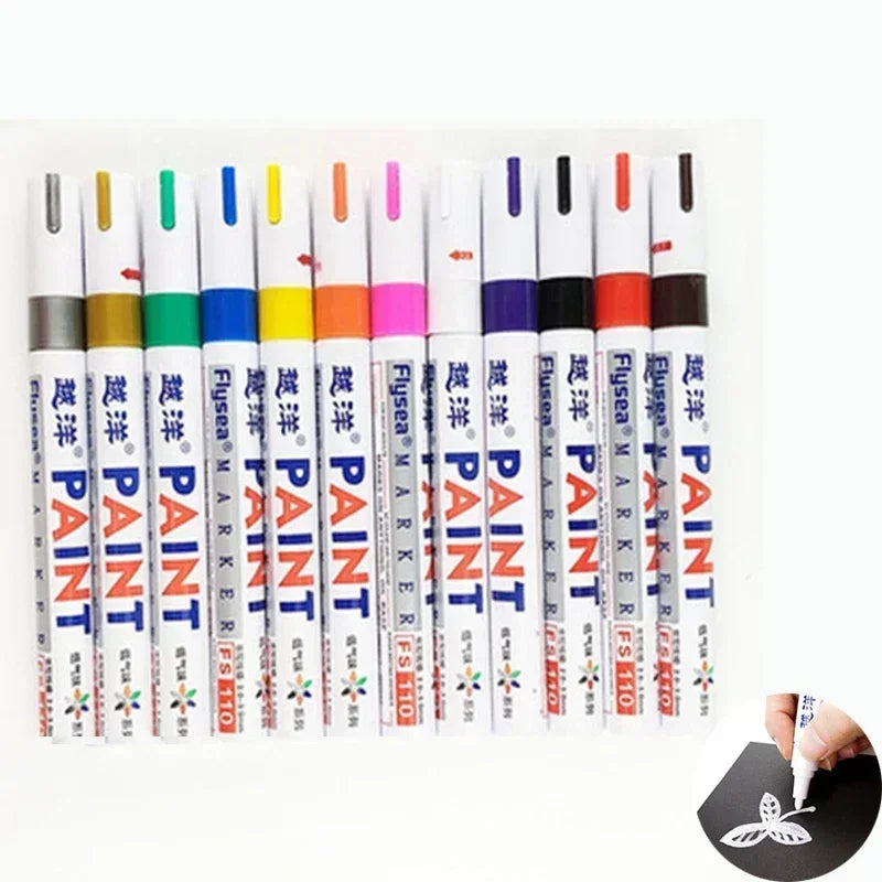 Wasserfester Lackmarker – Permanent, für Reifen, Metall, Glas, Holz & mehr | 12 Farben