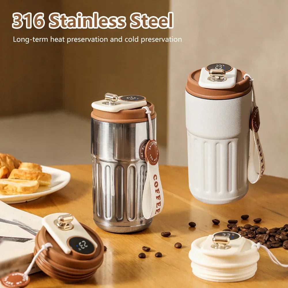 Smart Thermosflasche 450ml – LED-Temperaturanzeige & 316 Edelstahl