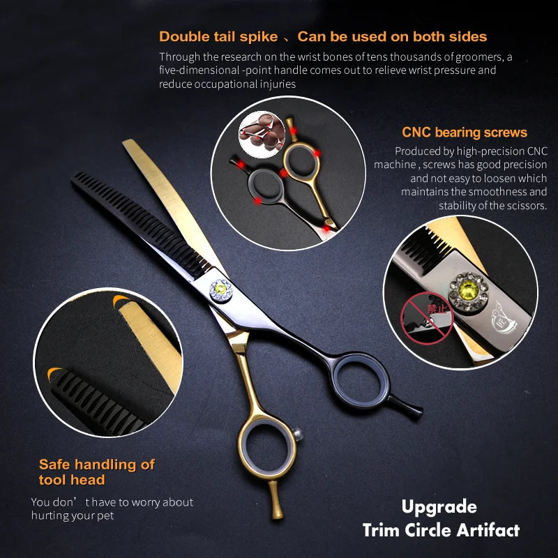 Crane Profi-Hundeschere 7 Zoll – Gebogen, Thinner & Chunker