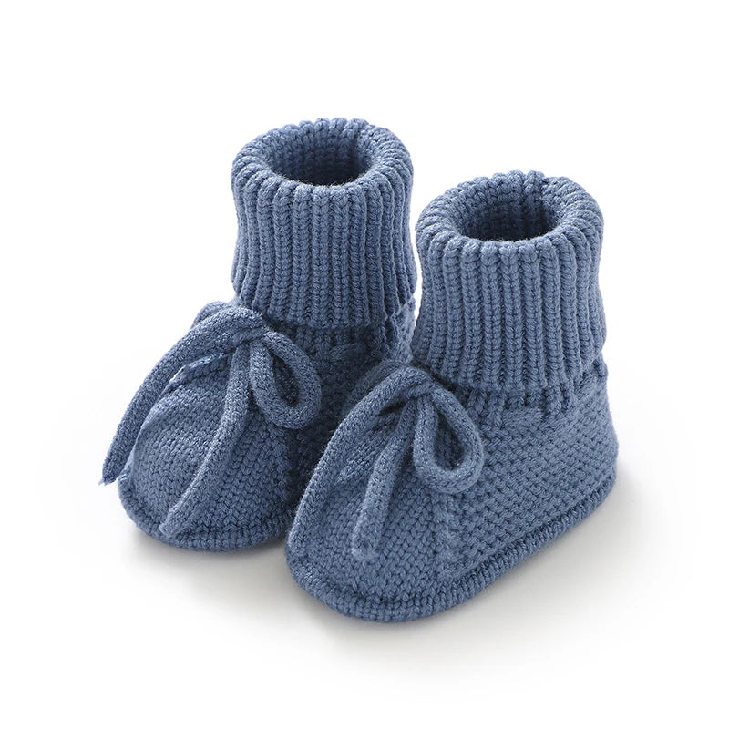 Baby Lauflernschuhe – Weiche Stricksohle mit Schleife, rutschfest (0–18 Monate)