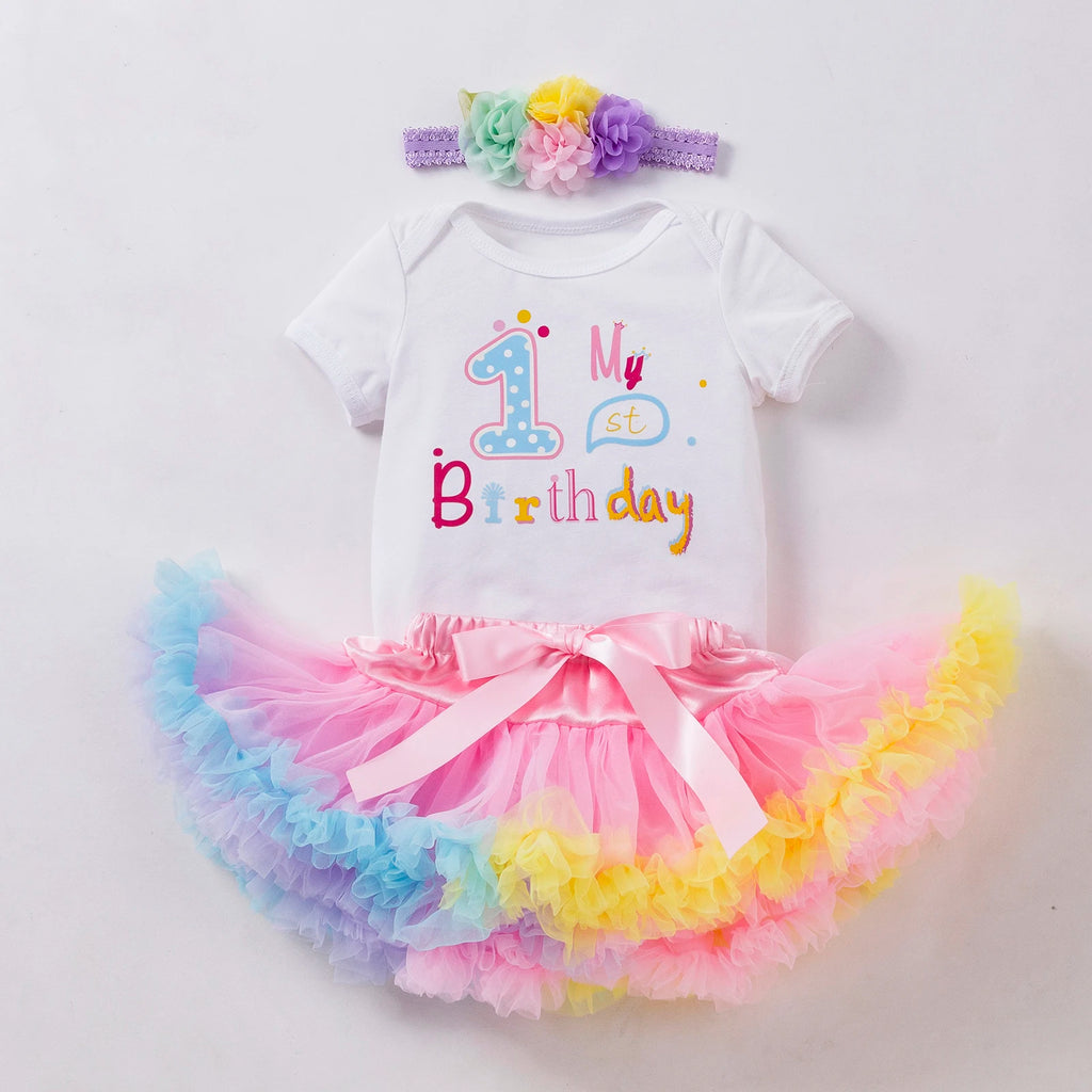 Baby Mädchen Geburtstags-Set 3-teilig – Body, Tüllrock & Haarband (3–24 Monate)