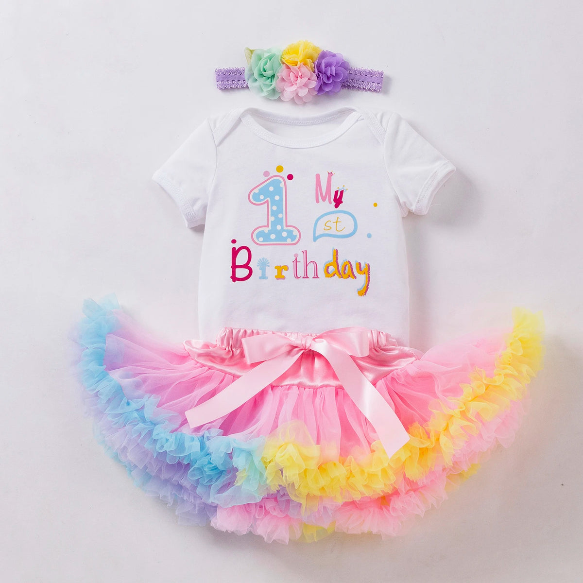 Baby Mädchen Geburtstags-Set 3-teilig – Body, Tüllrock & Haarband (3–24 Monate)