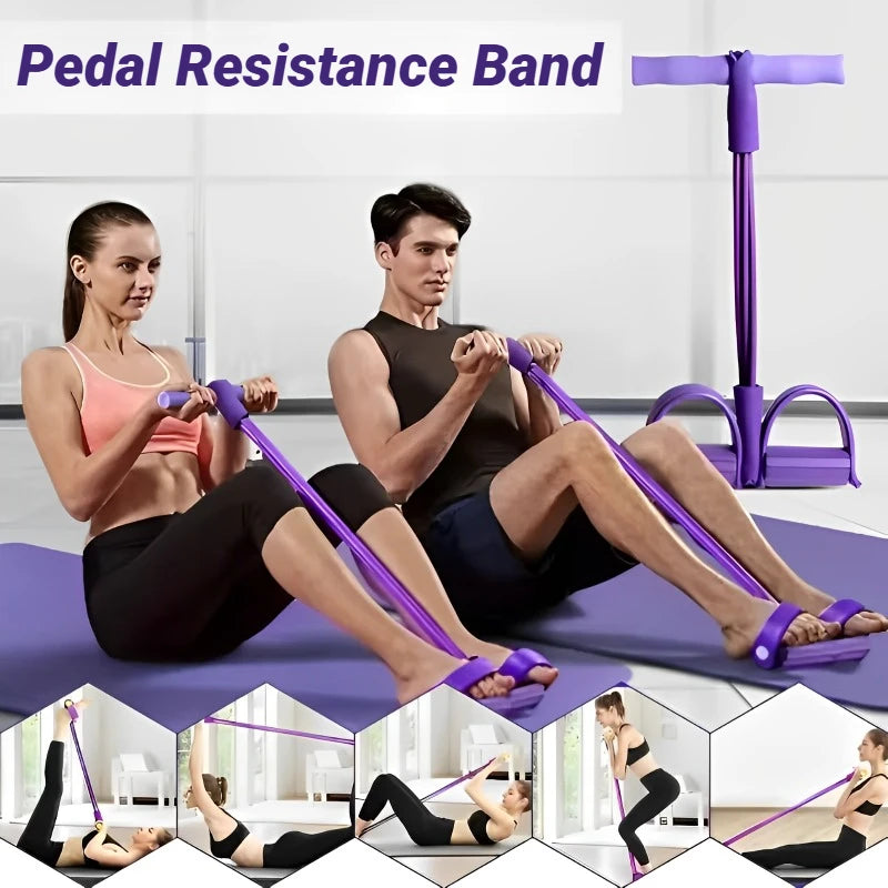 Pedal-Widerstandsband – 4-Rohr Zugseil für Yoga & Fitness