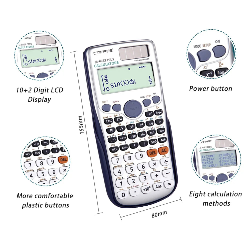 Casio fx-991ES PLUS – Wissenschaftlicher Taschenrechner mit 417 Funktionen für Schule & Studium