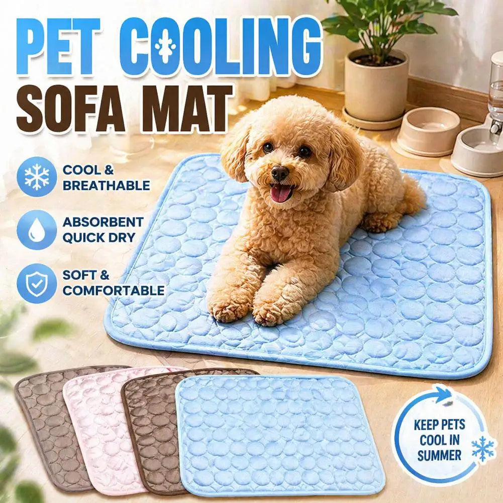 Kühlmatte für Hunde & Katzen – Eisseide, waschbar & tragbar (Sommer Schlafmatte)
