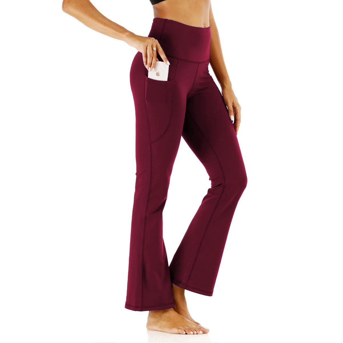 Damen Flare-Leggings mit Taschen – High-Waist, Bootcut, Bauchkontrolle
