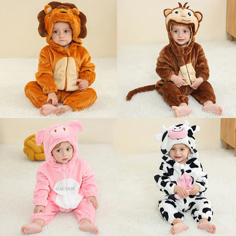 Baby Tier-Jumpsuit Strampler – Cosplay Kostüm für Kleinkinder, Flanell, Unisex (2–36 Monate)