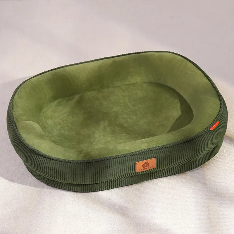 Cord-Hundebett mit abnehmbarem, waschbarem Bezug – Weiches Plüsch-Haustierbett