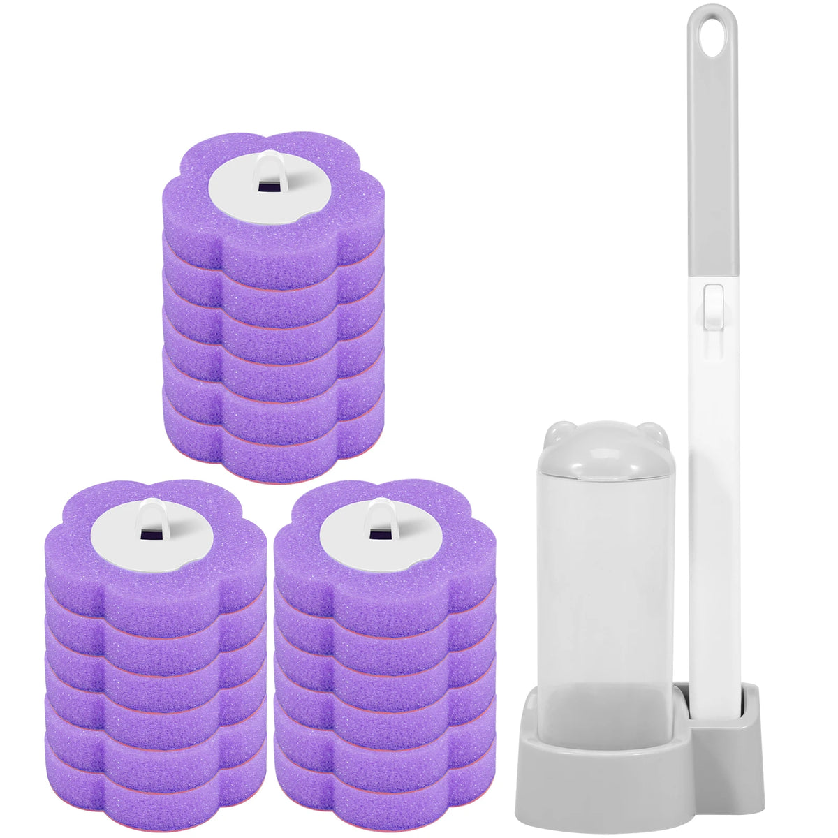 WC-Bürste mit Halter & Einweg-Wechselköpfen – 360° Reinigung, hygienisch & duftig