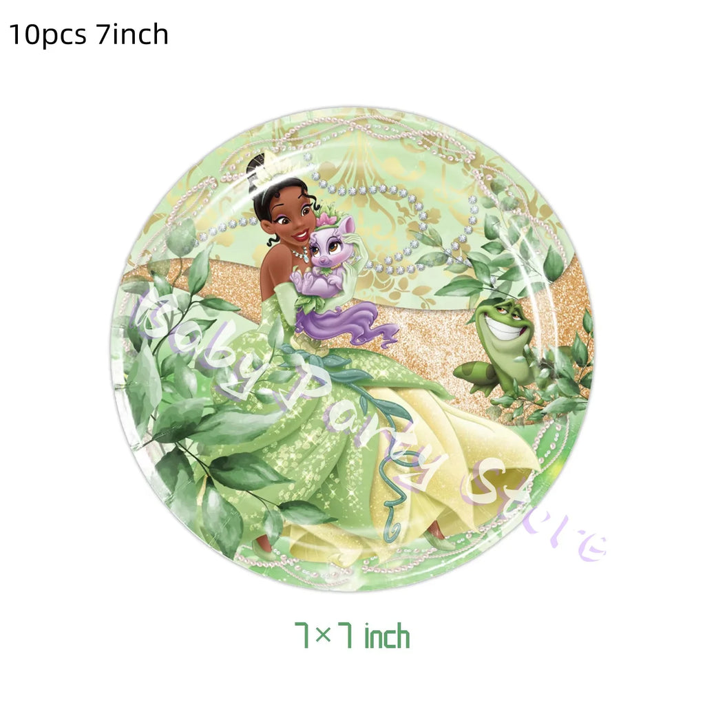 Frosch-Prinzessin Tiana Party-Set – Einweggeschirr für Kindergeburtstag