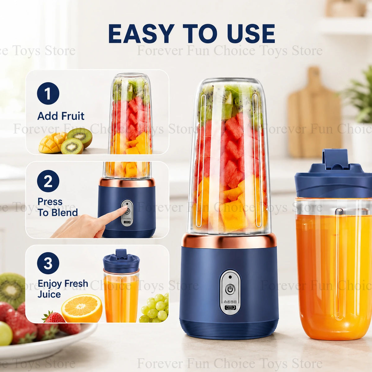 Portabler USB-Entsafter – 200W Smoothie Mixer für unterwegs
