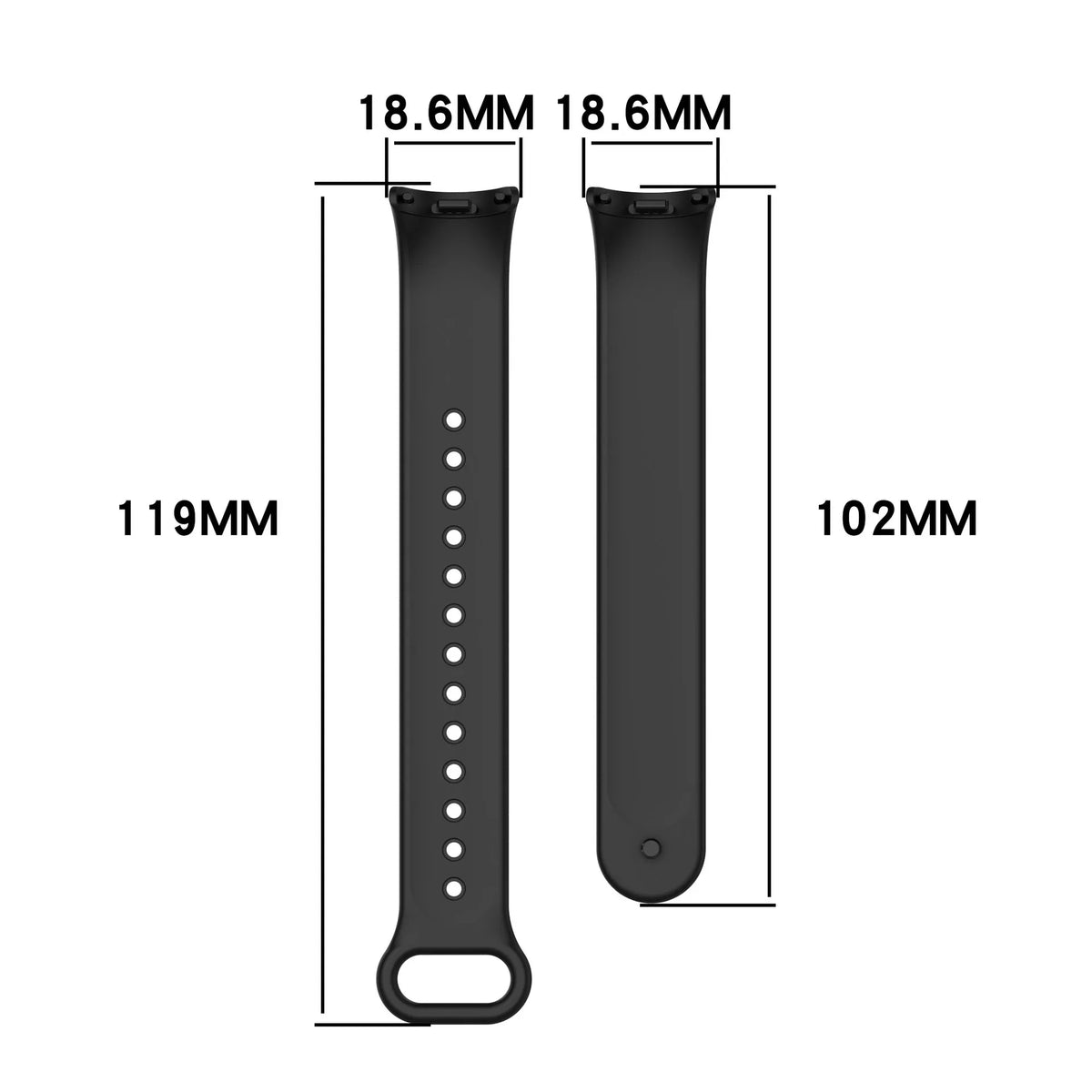 Silikonarmband für Xiaomi Mi Band 8 / 9 / 10 – Sportstil, Faltschließe, Schwarz & Weiß