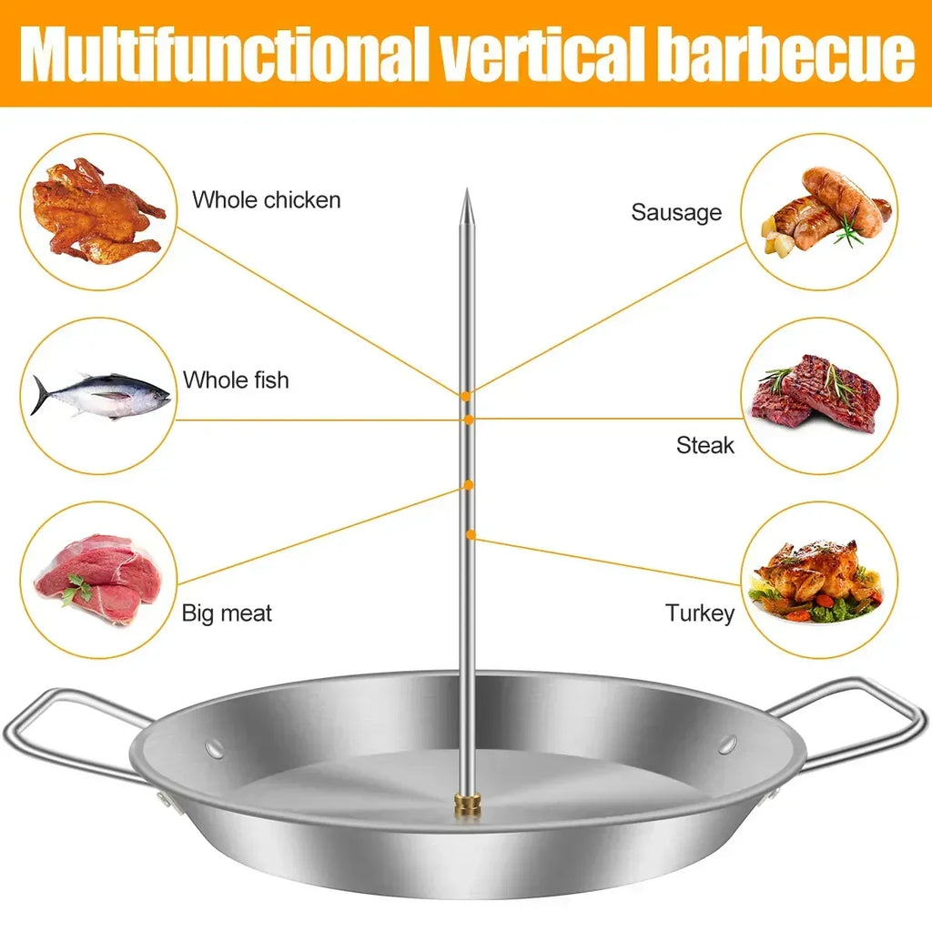 Vertikaler Fleischspiess-Ständer – Edelstahl, Silber | BBQ, Ofen & Grill
