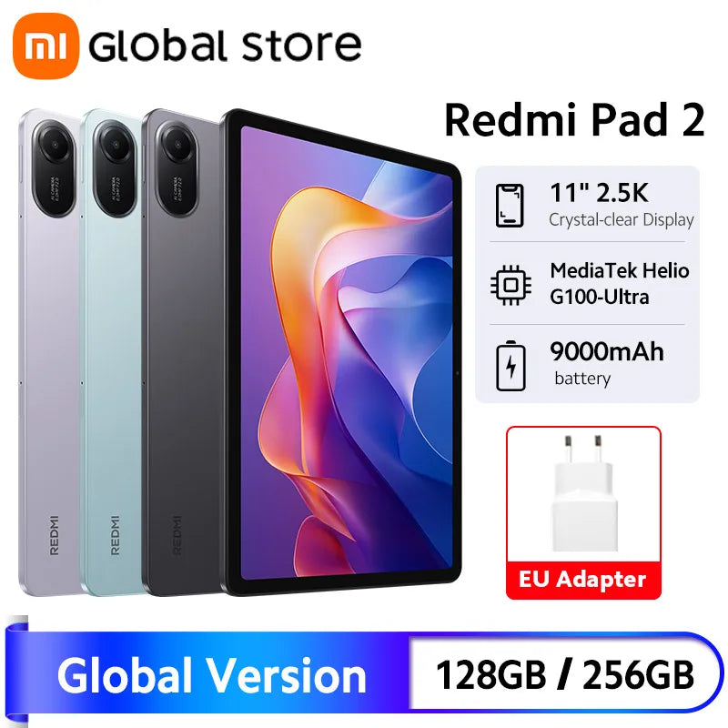 Xiaomi Redmi Pad 2 Global – 11" 2,5K 90Hz, MediaTek Helio G100-Ultra, 8GB/256GB, 9000mAh, HyperOS 2