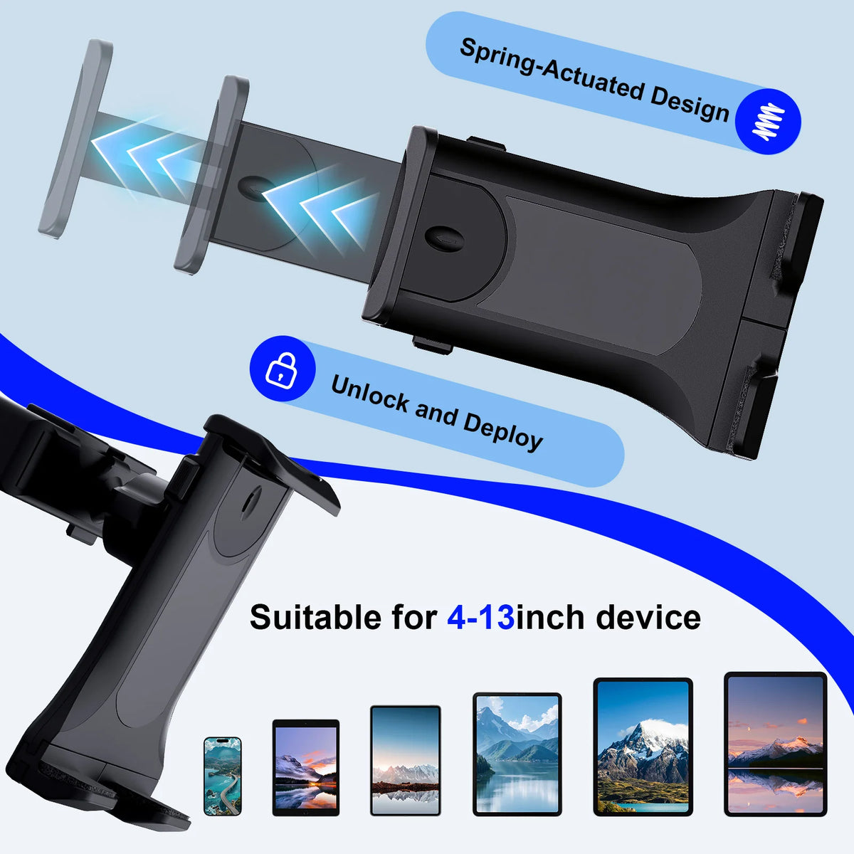Universeller Auto Tablet & Smartphone Halter – Saugnapf, Schwanenhals, 4,7–13 Zoll
