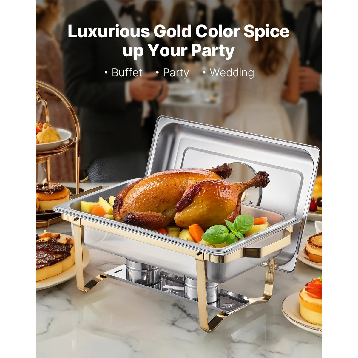 Chafing Dish Buffet Set – 8 Qt Edelstahl Wärmebehälter, 2 oder 4er Pack, für Catering & Feiern