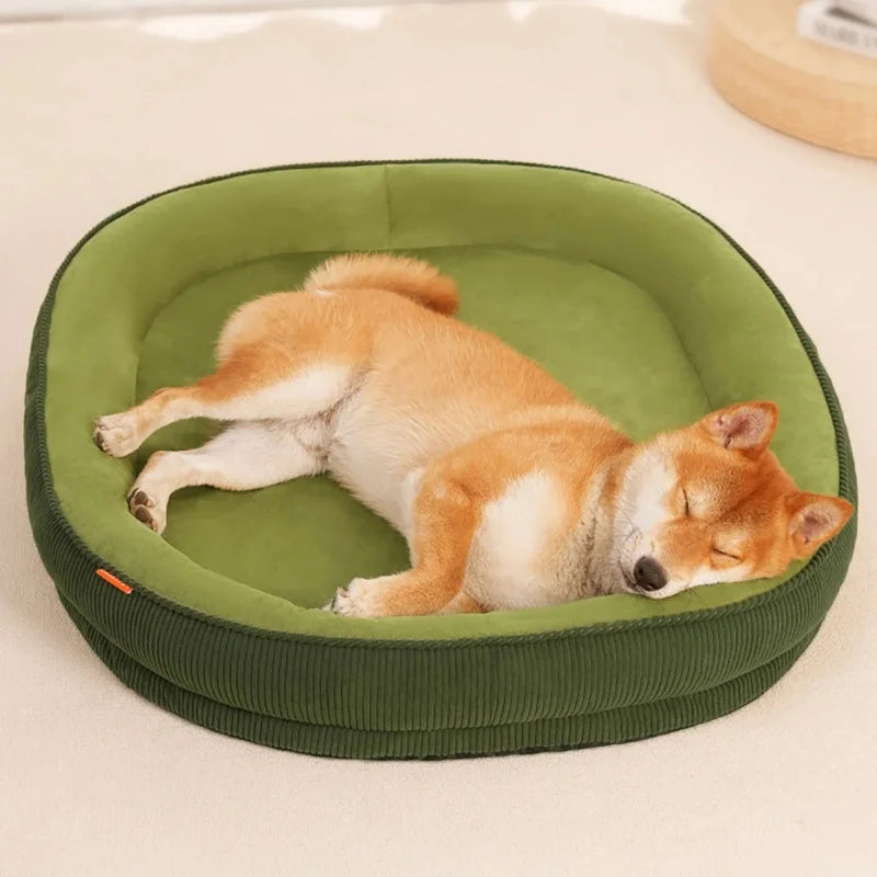 Cord-Hundebett mit abnehmbarem, waschbarem Bezug – Weiches Plüsch-Haustierbett