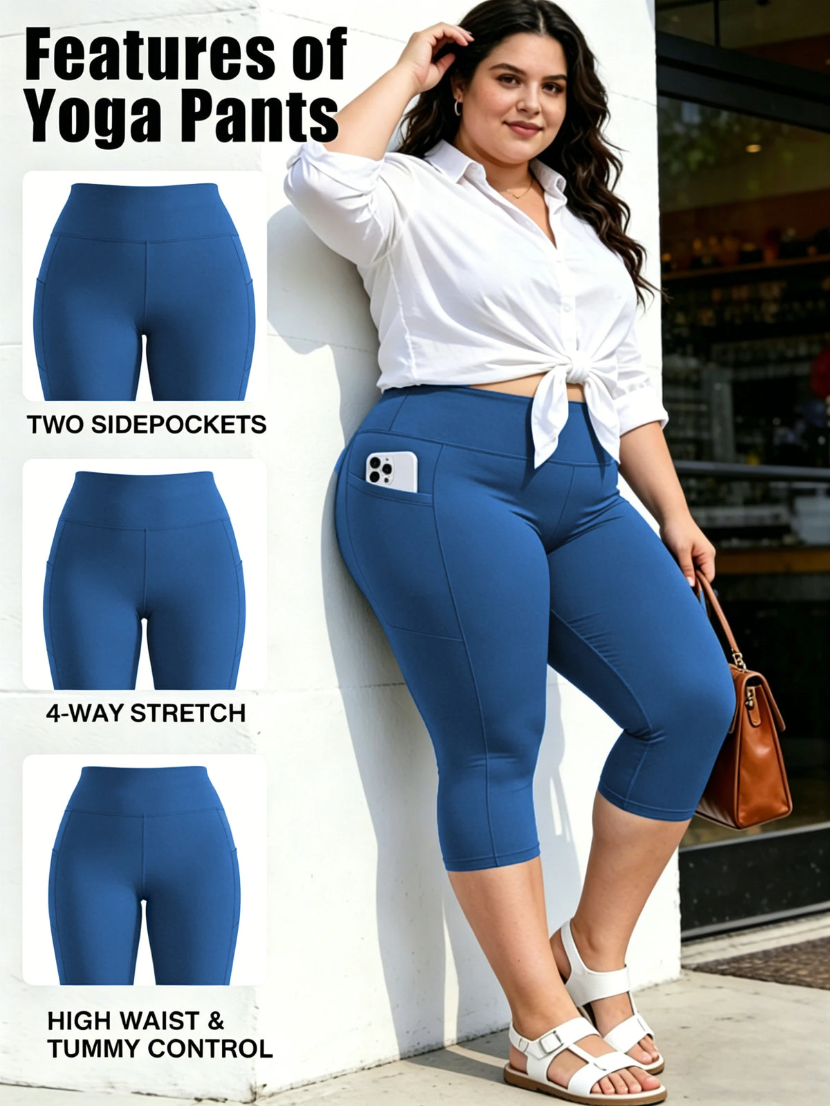 Plus-Size Leggings mit Taschen – High-Waist, Bauchkontrolle, weich
