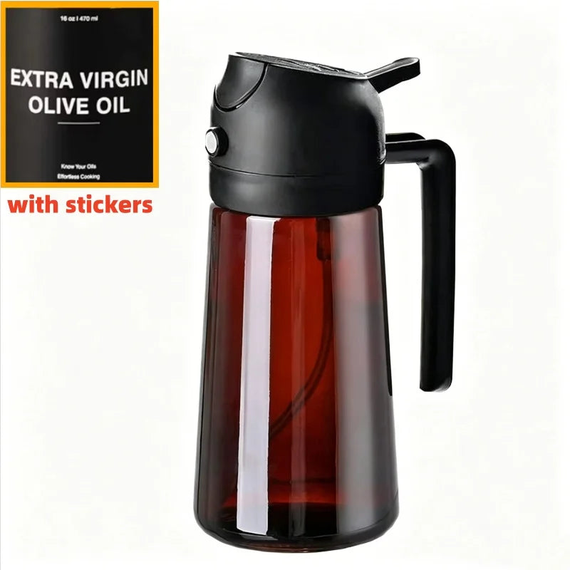 2-in-1 Öl-Sprühflasche aus Glas – 470 ml Olivenöl-Spender mit UV-Schutz