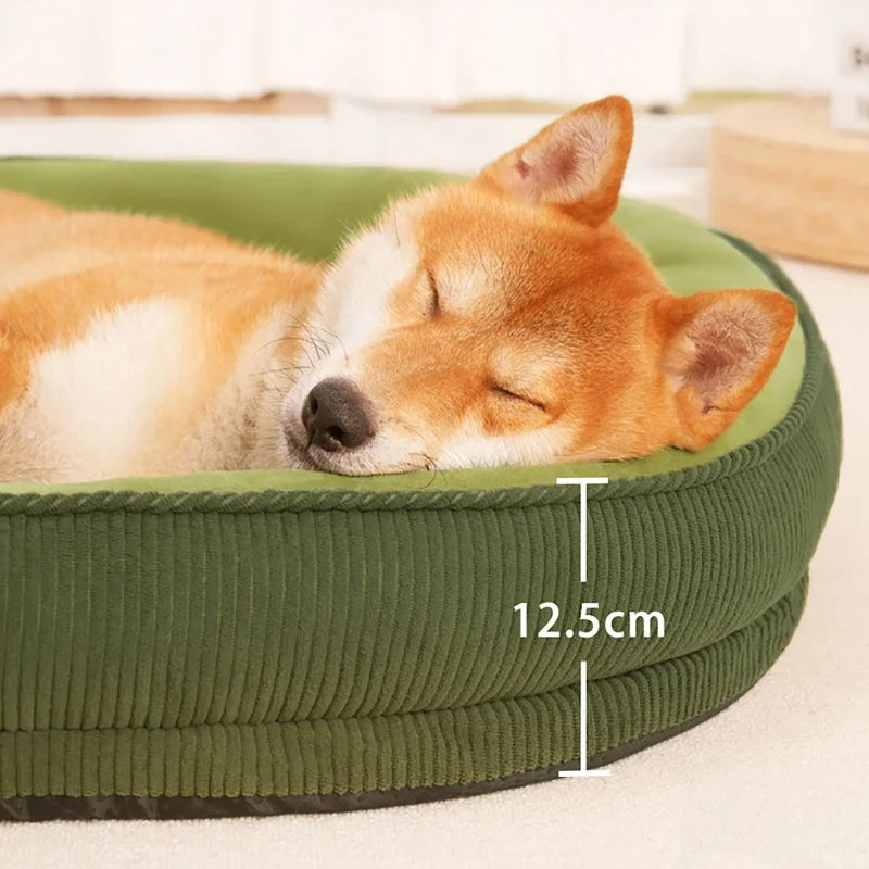 Cord-Hundebett mit abnehmbarem, waschbarem Bezug – Weiches Plüsch-Haustierbett