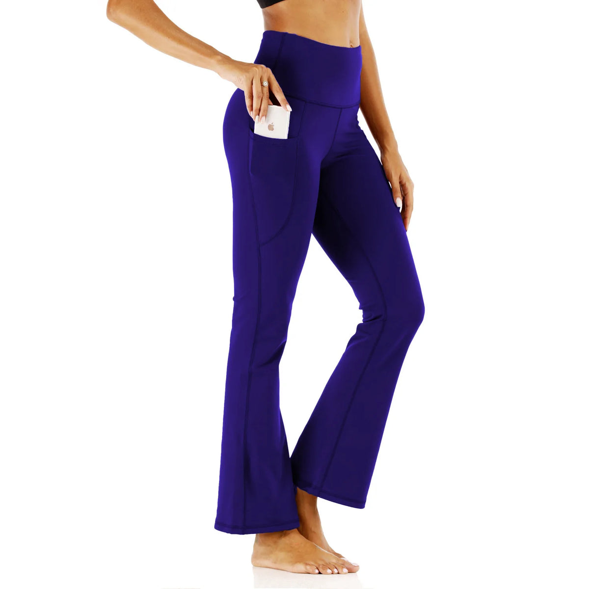 Damen Flare-Leggings mit Taschen – High-Waist, Bootcut, Bauchkontrolle