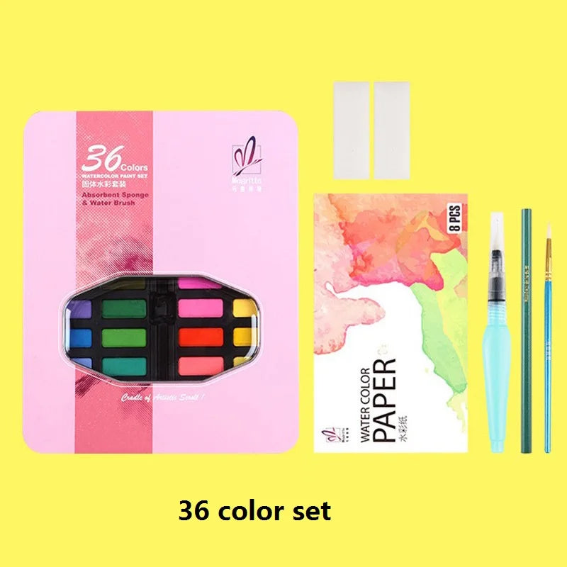 Professionelles Aquarell-Malset – 24/36/48 Farben, Reise-Set für Künstler & Kinder