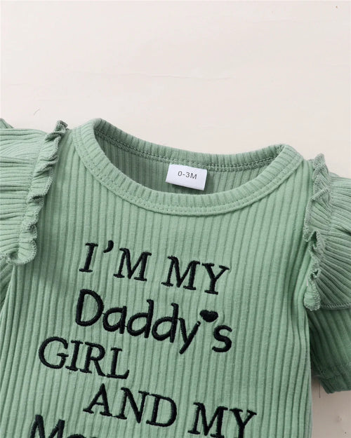 Baby Mädchen 3-teiliges Sommer-Set – Romper, Blumenhose & Haarband
