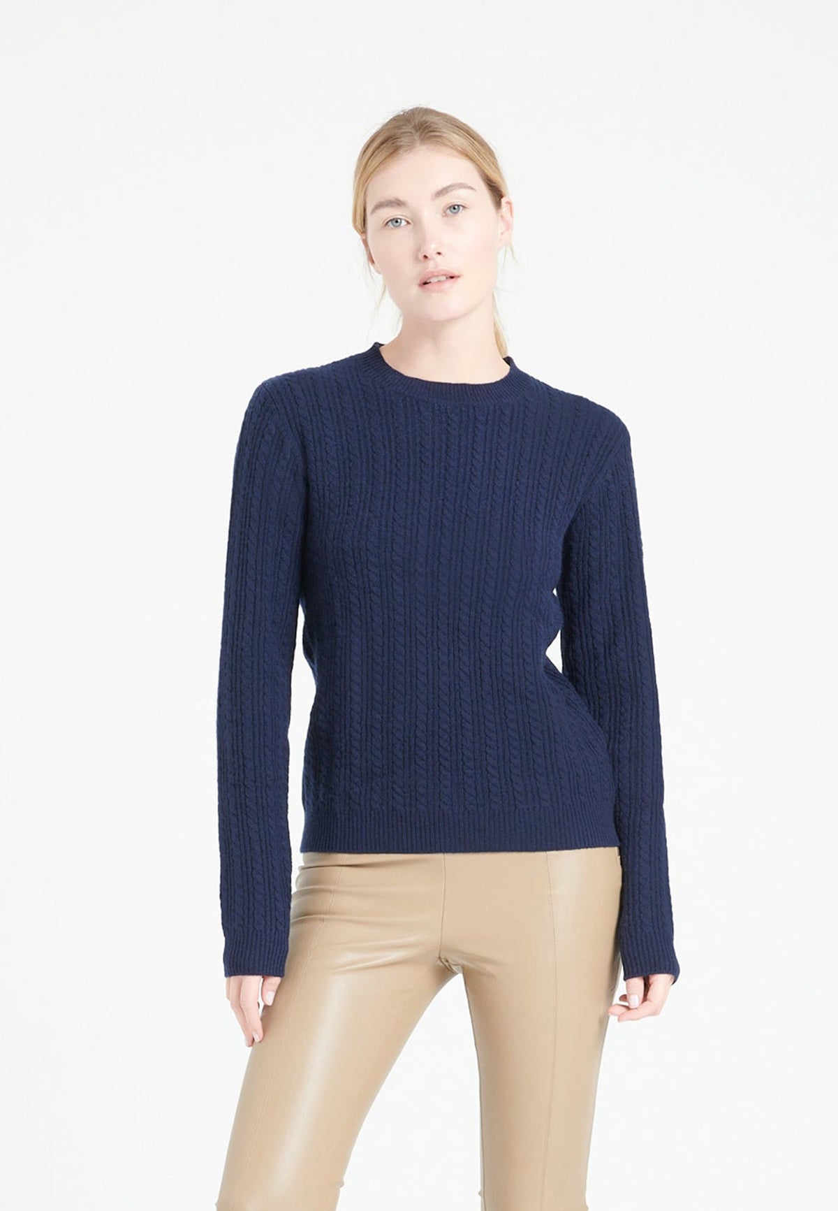 Damen Rundhals-Pullover aus Kaschmir 4-fädig Marineblau – LILLY 29