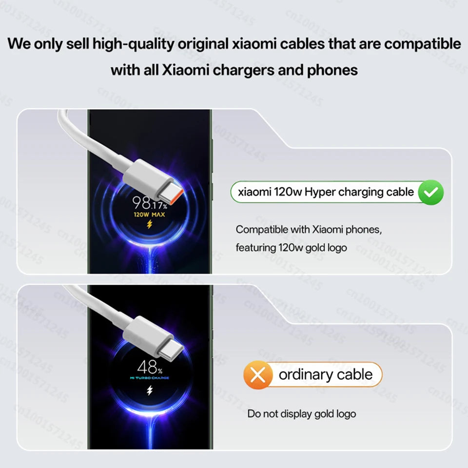 Xiaomi Original USB-C Schnellladekabel 120W – Turbo Charge, 1m/1,5m/2m, für alle Xiaomi-Geräte