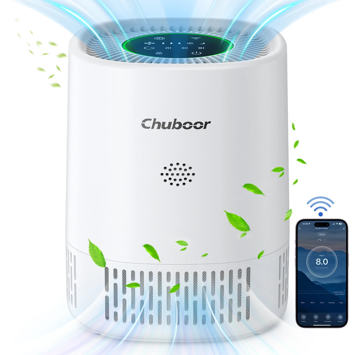 Luftreiniger mit HEPA H13 Filter – für Schlafzimmer & Büro, leise, WiFi-Steuerung, 31–40 m²