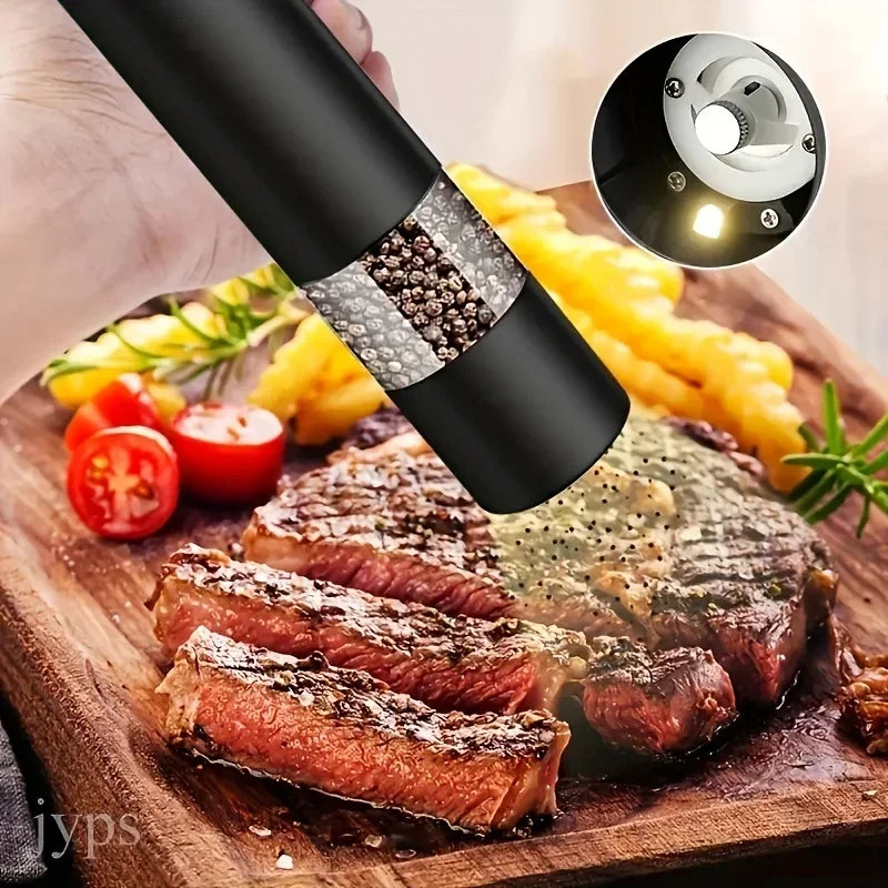 Elektrische Salz- & Pfeffermühle mit LED-Licht – Einstellbarer Mahlgrad