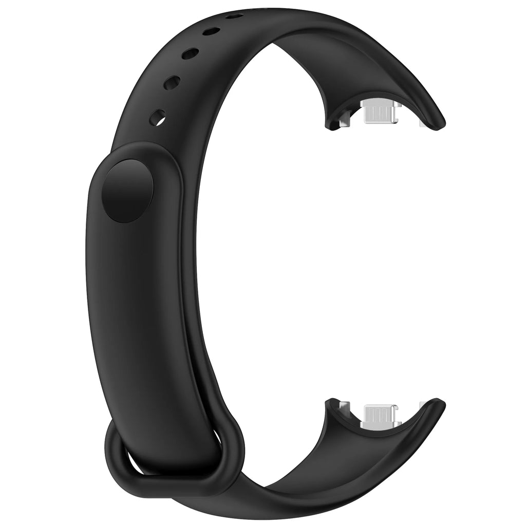 Silikonarmband für Xiaomi Mi Band 8 / 9 / 10 – Sportstil, Faltschließe, Schwarz & Weiß