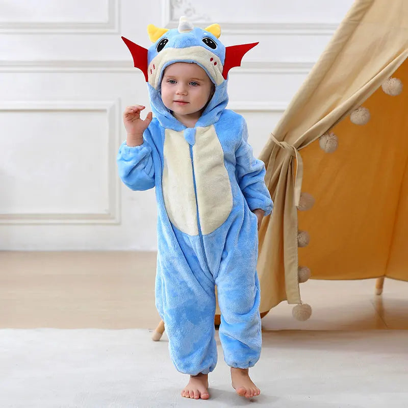 Baby Tier-Jumpsuit Strampler – Cosplay Kostüm für Kleinkinder, Flanell, Unisex (2–36 Monate)