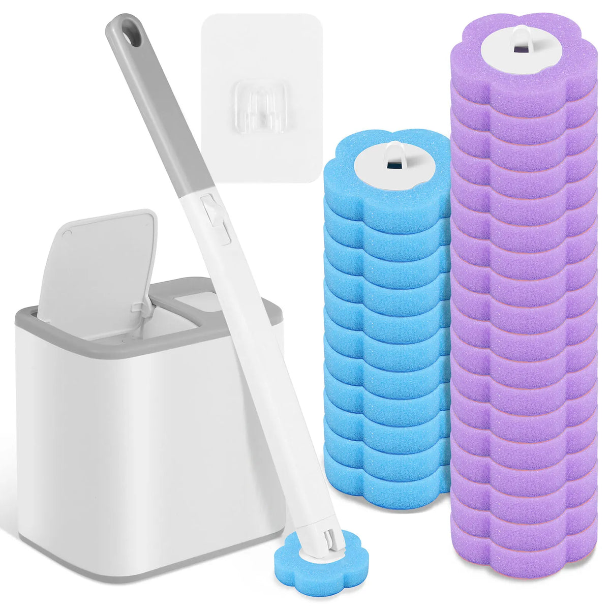 WC-Bürste mit Halter & Einweg-Wechselköpfen – 360° Reinigung, hygienisch & duftig