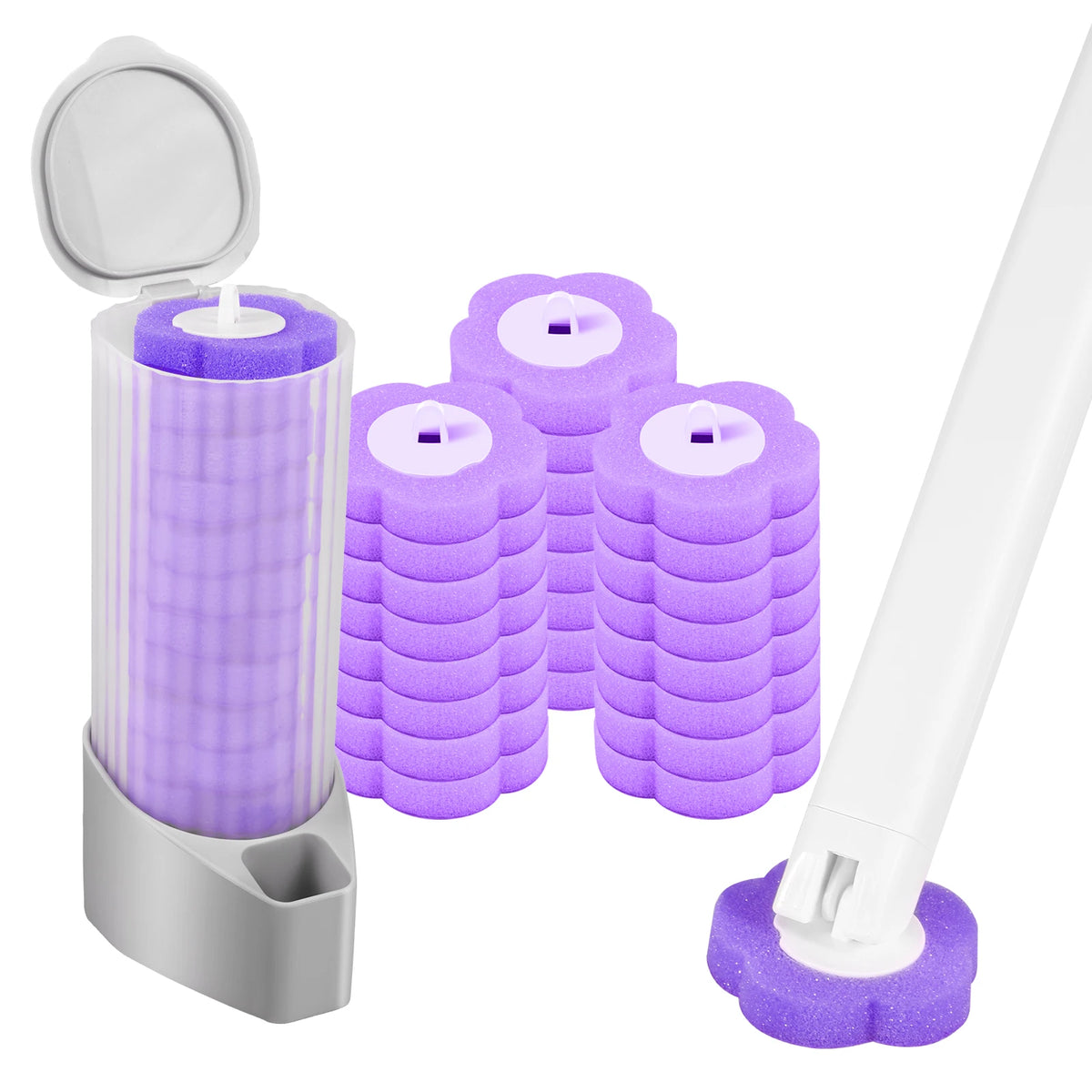 WC-Bürste mit Halter & Einweg-Wechselköpfen – 360° Reinigung, hygienisch & duftig