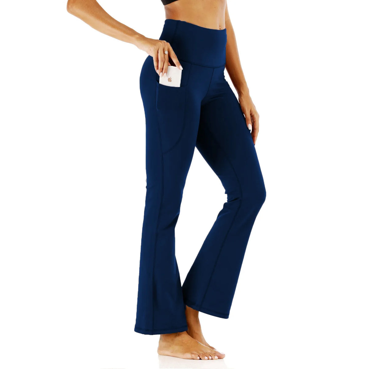 Damen Flare-Leggings mit Taschen – High-Waist, Bootcut, Bauchkontrolle