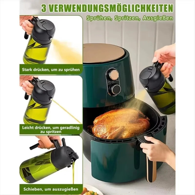 2-in-1 Öl-Sprühflasche aus Glas – 470 ml Olivenöl-Spender mit UV-Schutz