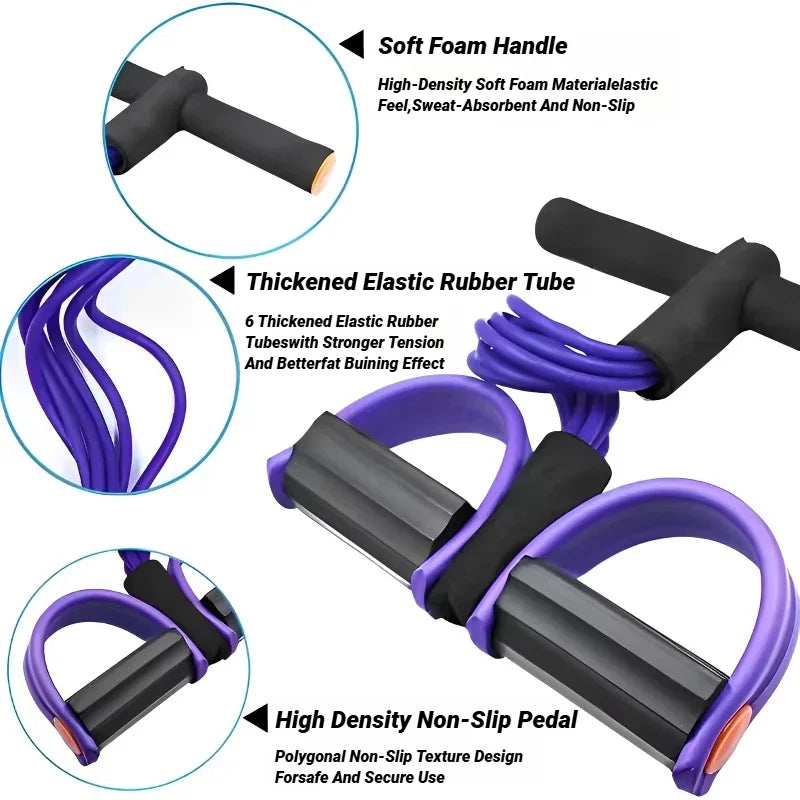 Pedal-Widerstandsband – 4-Rohr Zugseil für Yoga & Fitness